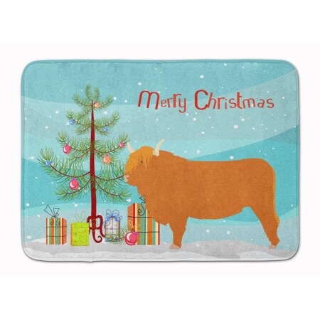 Carolines Treasures Highland Cow Christmas Machine Washable Memory Foam Mat BB9187RUG